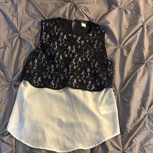 VENUS Elegant Black and White Lace Blouse